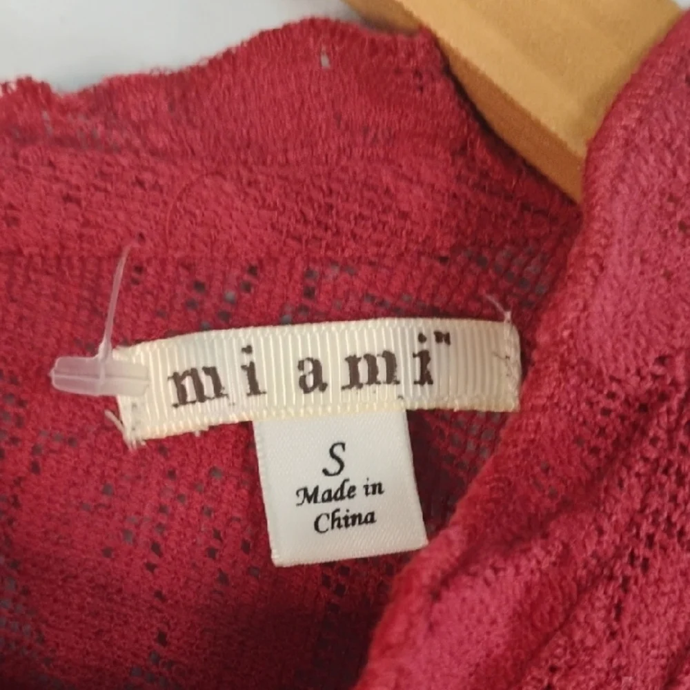 Mi ami Red Sleeveless Ruffled Crew Neck Floral Embroidered Sleeveless Sundress S